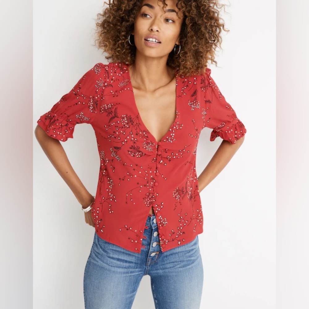 Madewell Daylight Top in Windswept Floral Red